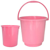 Kuber Industries 2 Pieces Plastic Bucket & Dustbin Set (Pink)